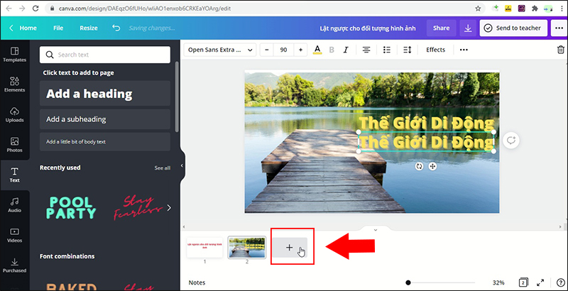 Chọn dấu cộng để th&ecirc;m Slide mới